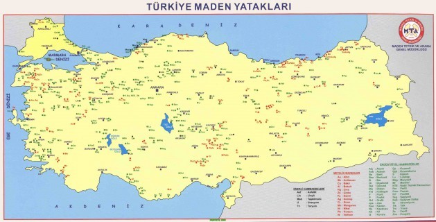 Türkiye'de hangi madenden kaç ton var?