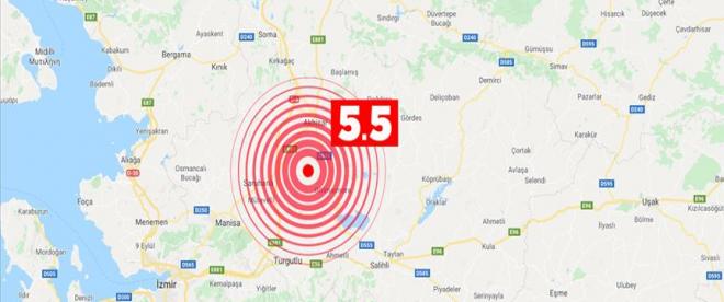Manisada 5.5 büyüklüğünde deprem