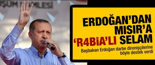 Erdoğan'dan darbe karşıtlarına "rabia" işaretli destek