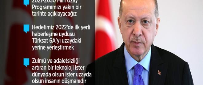 Cumhurbaşkanı Erdoğan: TÜRKSAT 5A uydumuzla uzay haklarımızı 30 yıl boyunca garanti altına alıyoruz