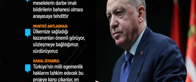 Cumhurbaşkanı Erdoğan: Milletin seçtiği yönetimi tehdit etme cüretini gösterenlere hadlerini milletimizle göstereceğiz