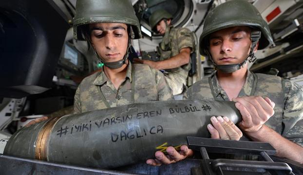 Mehmetçikten teröristlere Eren Bülbül yazılı mermi