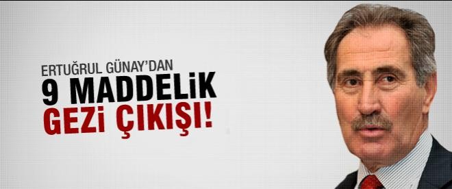 AK Partili Günay'dan 9 maddelik Gezi çıkışı