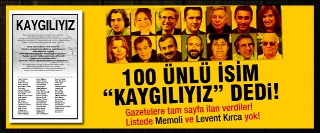Gezi destekçisi 100 sanatçıdan 'Kaygılıyız' ilanı
